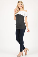 Load image into Gallery viewer, black/cotton white ruffle